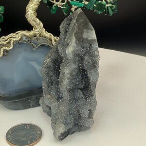Black Agate Quartz Tower 159g, Sparkly Crystal Point, Natural Druzy Geode Tower